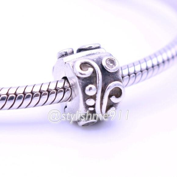 Authentic PANDORA Tendril Champagne CZ Clip - Picture 1 of 9